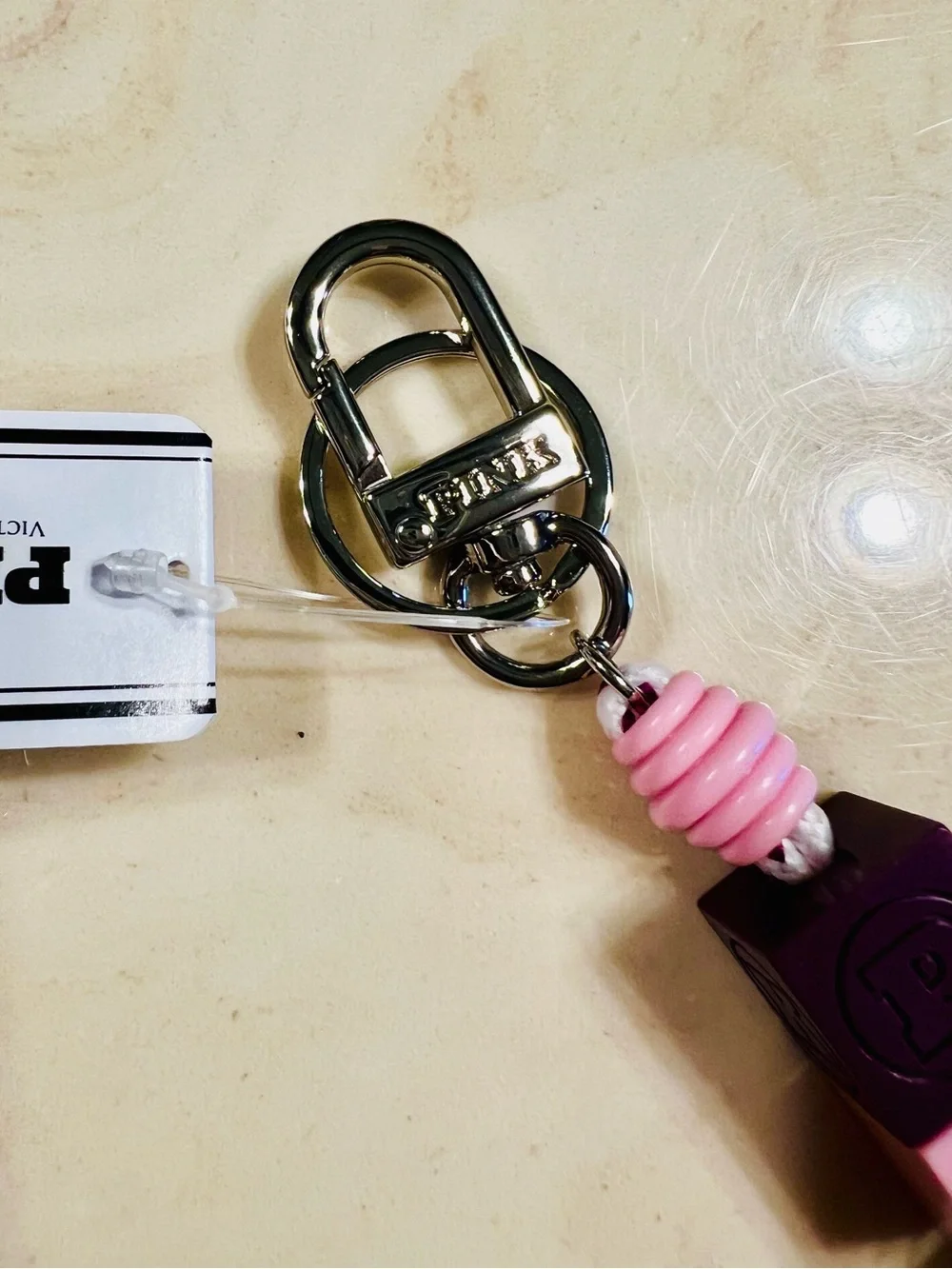 VICTORIA’S SECRET PINK Love Blocks Keychain Bag Charm Pink Lollipop Magenta Rose